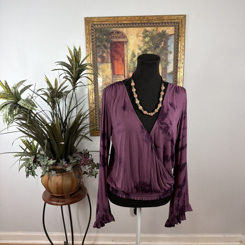 American Eagle Soft & Sexy Purple Tie Dye Surplice Top Women’s M Boho‎